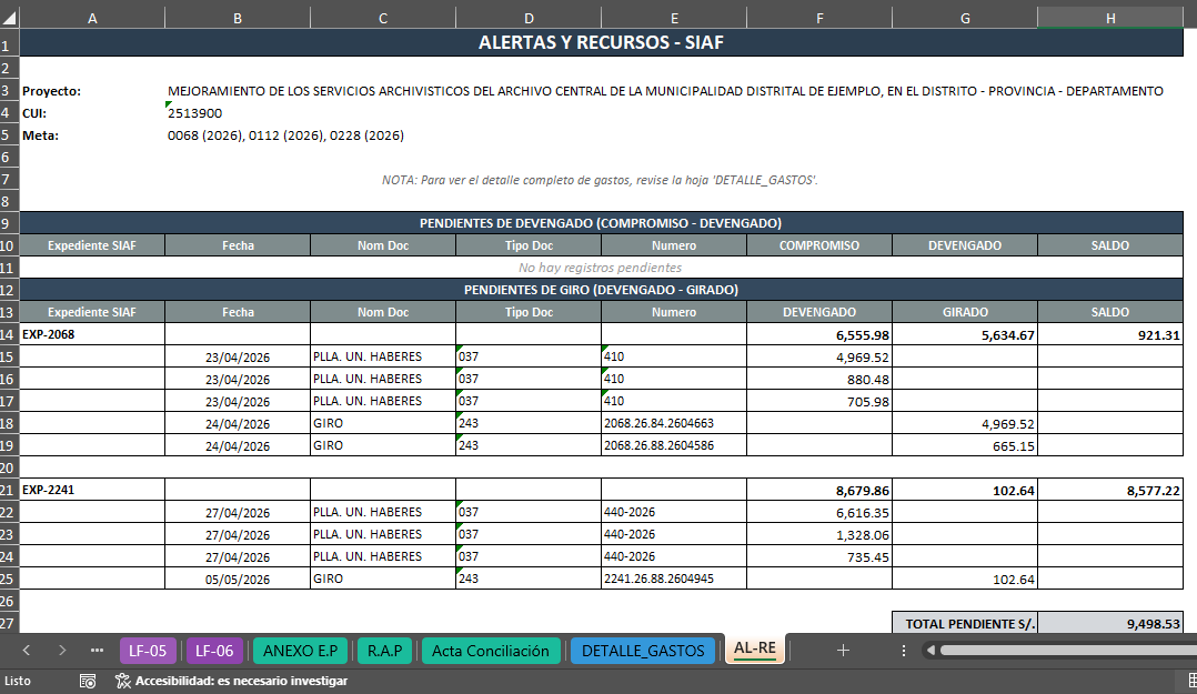 Alertas del sistema